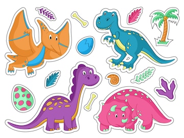 Cute Cartoon Set Dino Stickers Scandinavian Stock Vector (Royalty Free)  1277551717