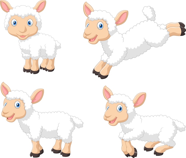 Cute cartoon sheep collection set