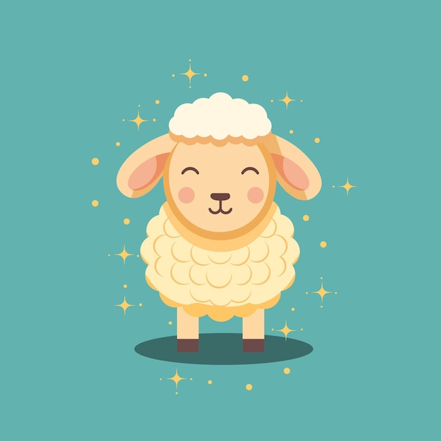Симпатичная мультяшная овца Векторная иллюстрация EPS10