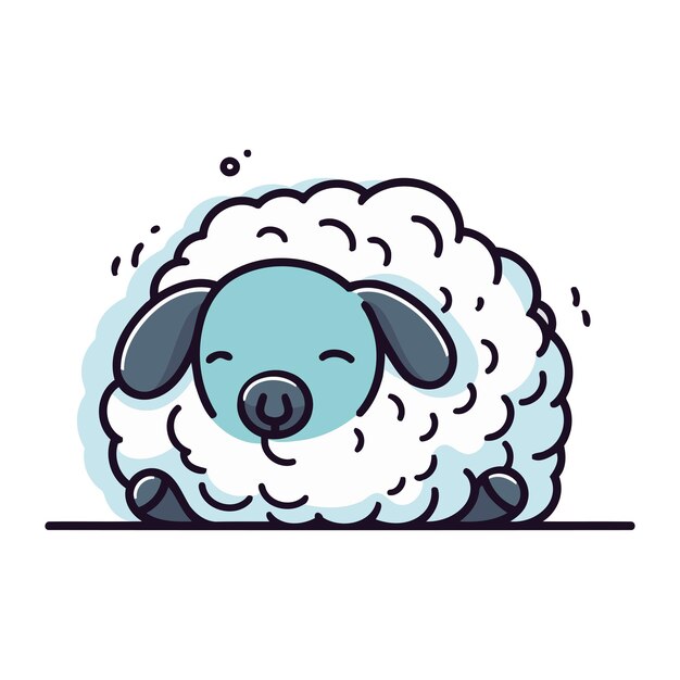 Vector cute cartoon sheep vector illustration isolated on a white background