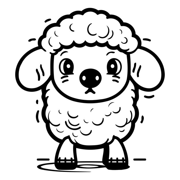 Cute cartoon sheep Vector illustration isolated on a white background