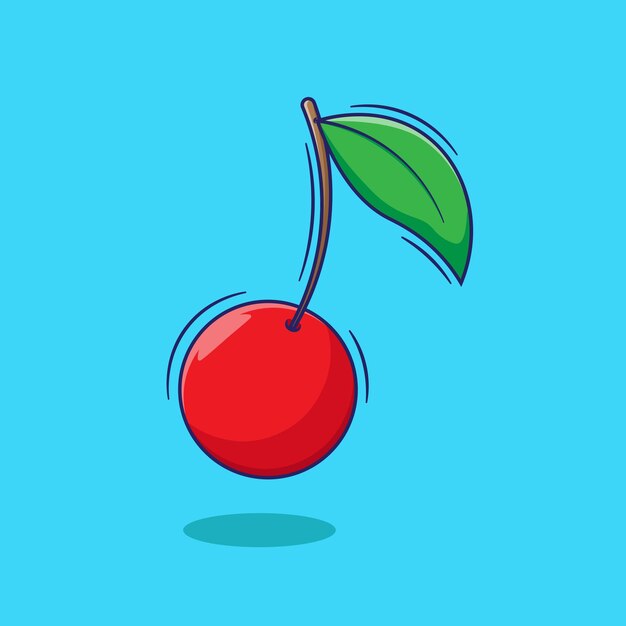 Cute cartoon of single cherry vector mascot concept