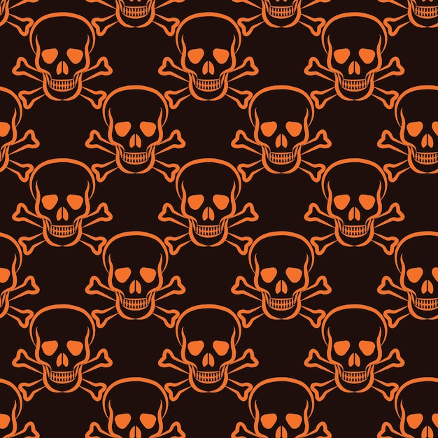 Vector cute cartoon skeleton skulls and bones seamless vector pattern design