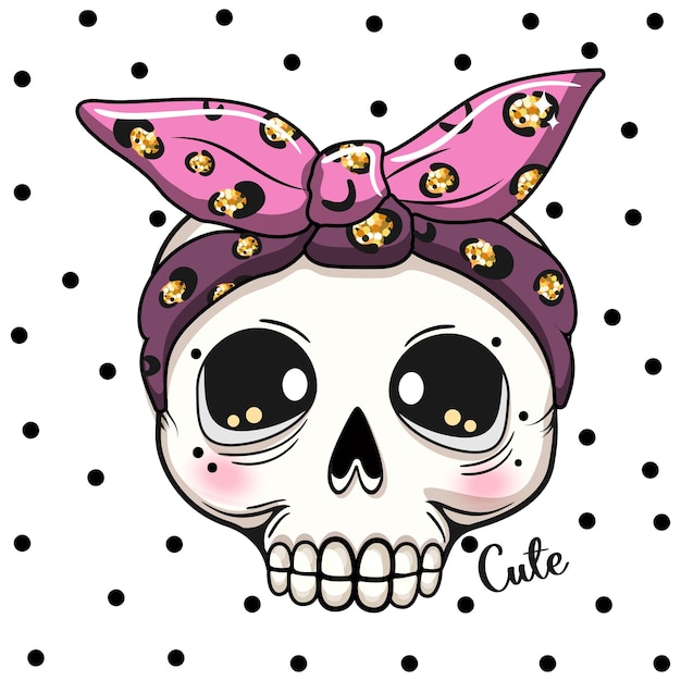 Vector cute cartoon skull halloween party vector stock illustration