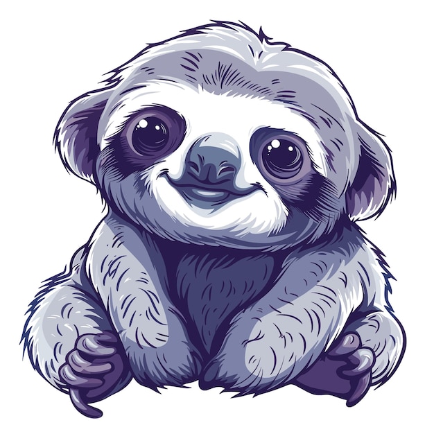 Cute cartoon sloth Vector illustration isolated on white background