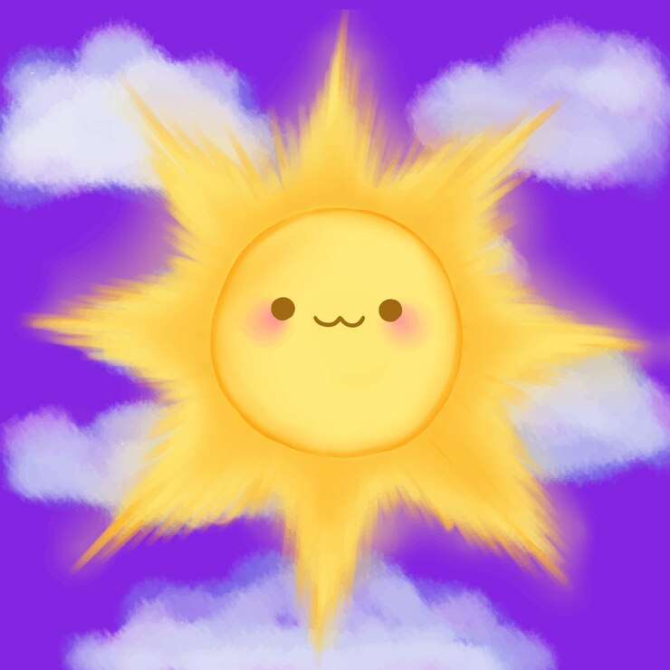 Vector 可愛的卡通微笑的太陽雲天空kawaii動畫漫畫矢量