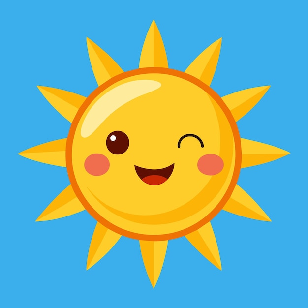 Vector cute cartoon smiling sun funny sun vector on an isolated backgroun