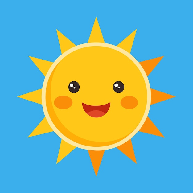 Vector cute cartoon smiling sun funny sun vector on an isolated backgroun