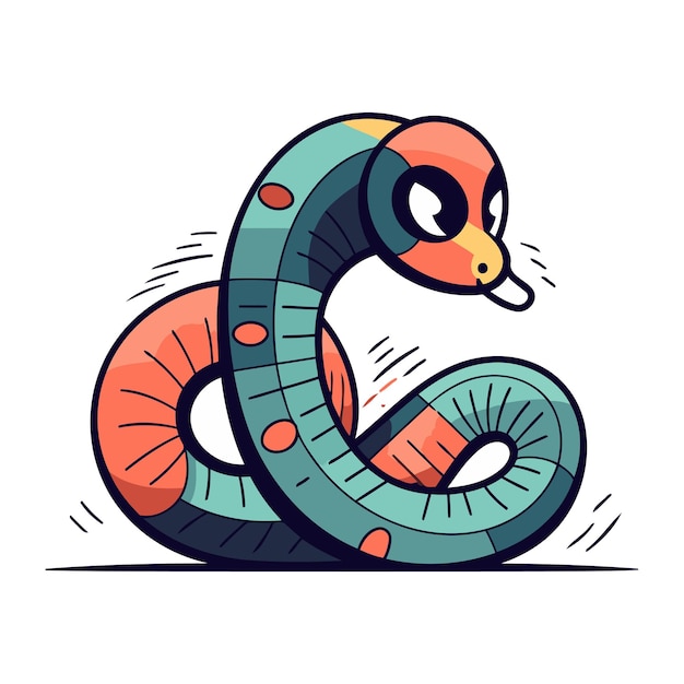 Cute cartoon snake Vector illustration isolated on a white background