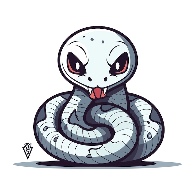 Vettore piccolo serpente dei cartoni animati illustrazione vettoriale isolata su uno sfondo bianco