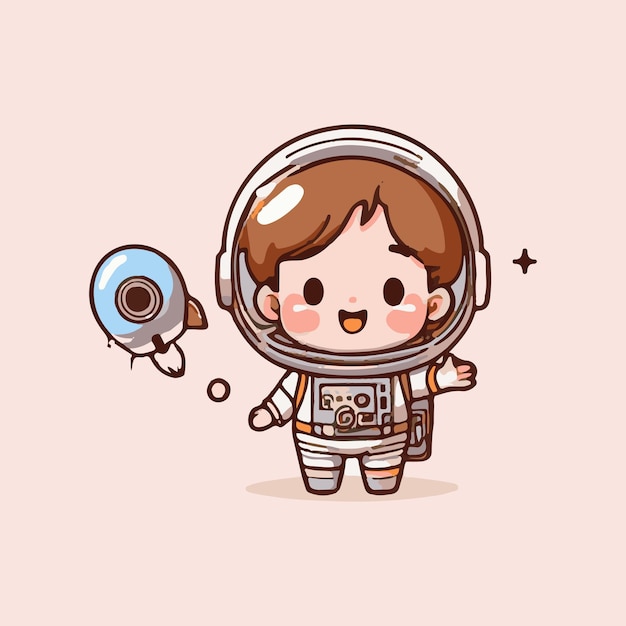 Cute cartoon space astronout vector icon illustrations science technology icon concept vector