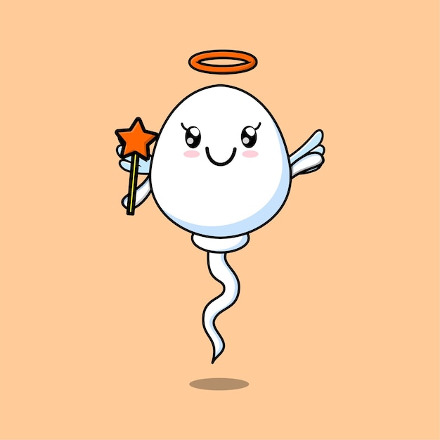 Vector cute cartoon sperm character in the form of fairy in flat cartoon style concept