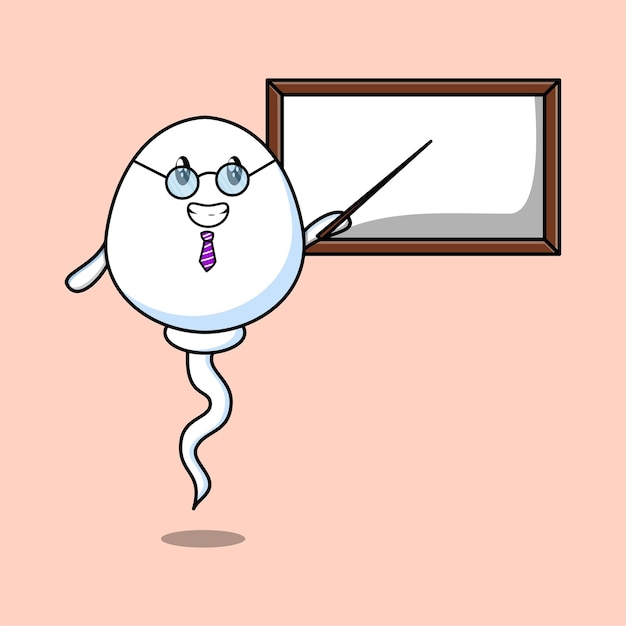 Cute cartoon sperm teacher character teaching