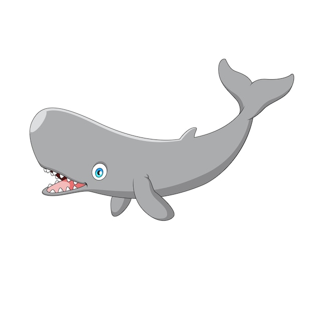 Cute cartoon sperm whale. Marine mammal cartoon illustration