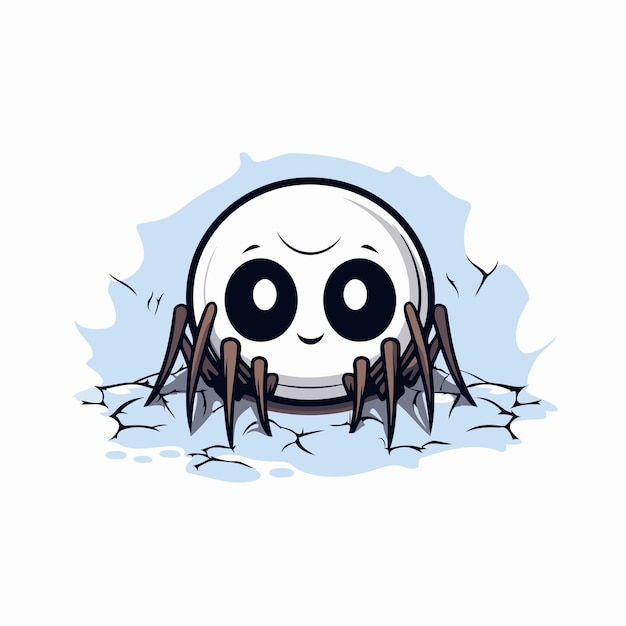 Cute cartoon spider on white background vector illustration of a cartoon spider