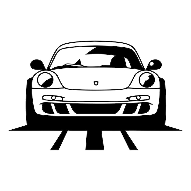 Cute cartoon sports car on a white background Vector illustration