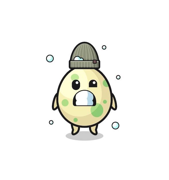 Cute cartoon spotted egg with shivering expression , cute design