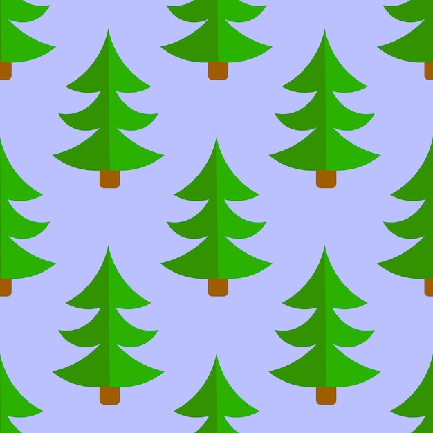 かわいい漫画のトウヒ。針葉樹林のシームレスなパターン。冬の森の背景。