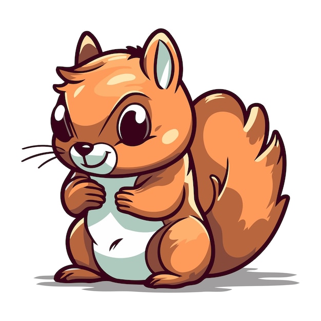 Vector cute cartoon squirrel isolated on a white background vector illustration