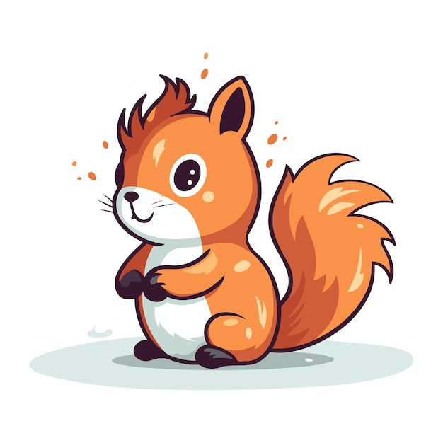 Vector cute cartoon squirrel vector illustration isolated on a white background