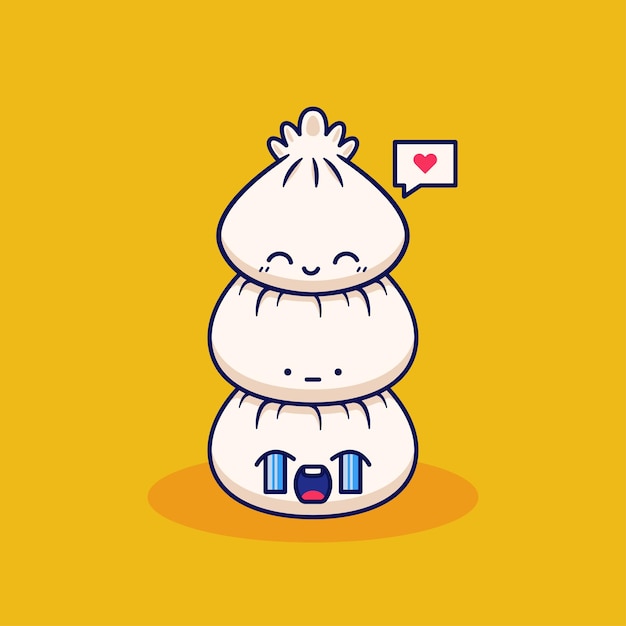 Cute cartoon stack dim sum illustration