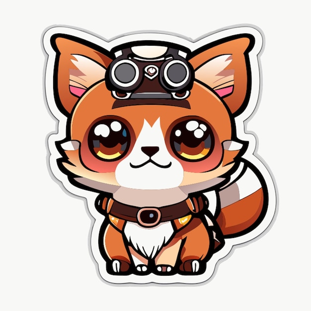 cute cartoon sticker of steampunk animal vector art style negative background