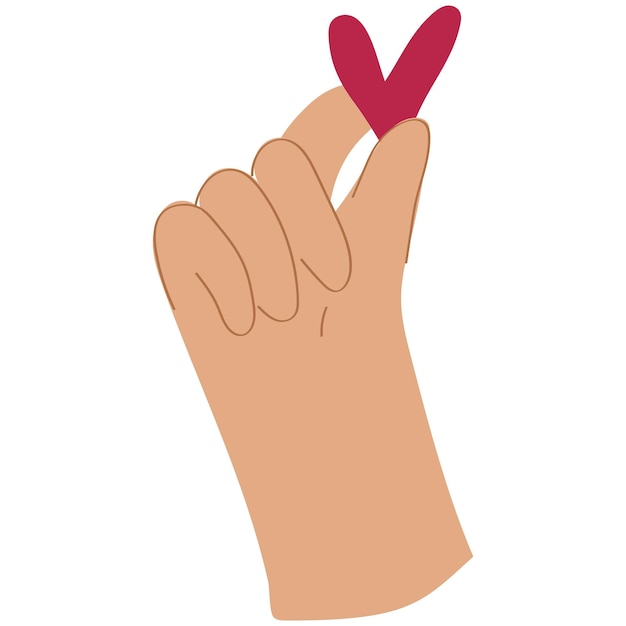 Vector cute cartoon style human hand holding a doodle heart