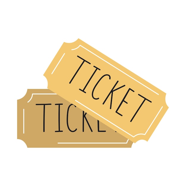 Cute cartoon style pair of yellow tickets