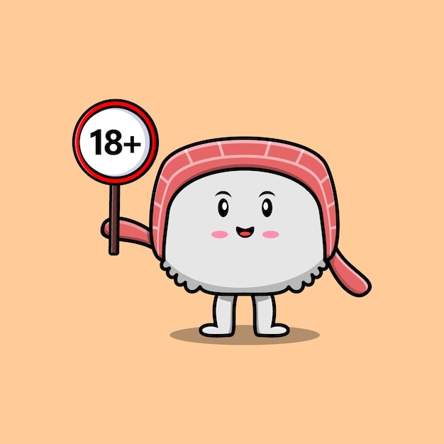 Cute cartoon sushi holding 18 sign board