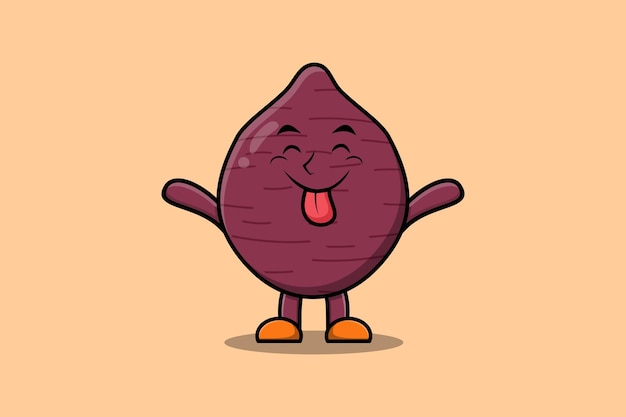 Cute cartoon Sweet potato character with flashy expression in modern cute style illustration