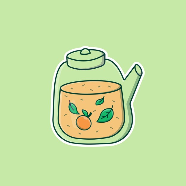 Vector cute cartoon tea with mandarin in vector illustration. isolated drink vector. flat cartoon style