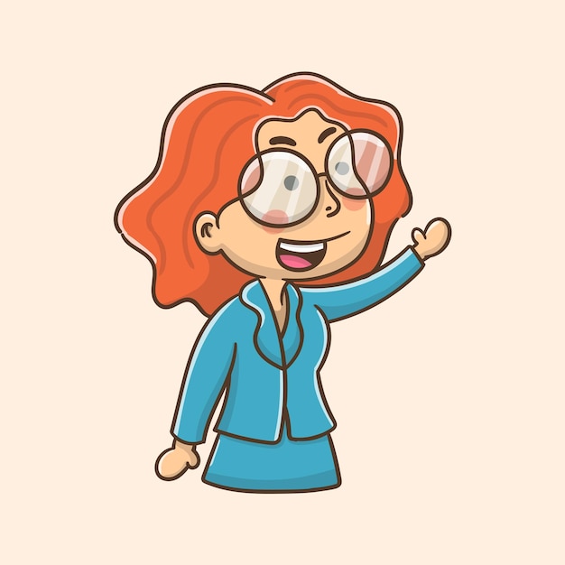 cute cartoon teacher with glasses vector illustration