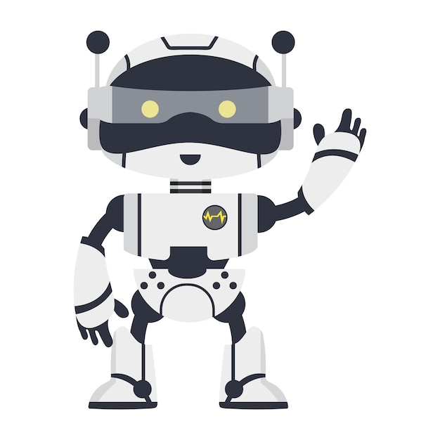 Cute cartoon techology ai robot piatto