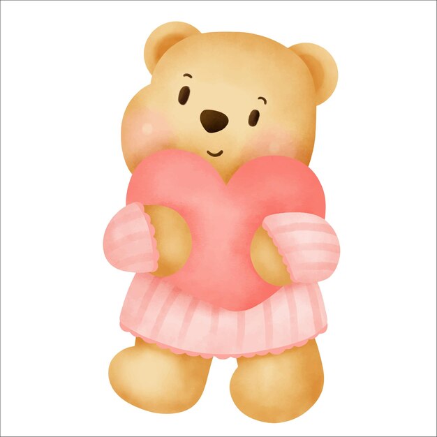 Vector cute cartoon teddy bear isolated on white