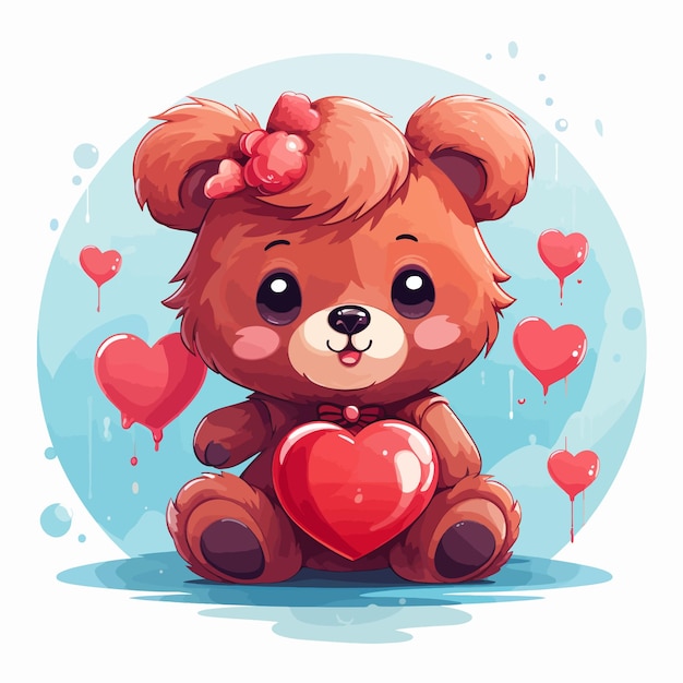 Cute cartoon teddy bear vector illustration