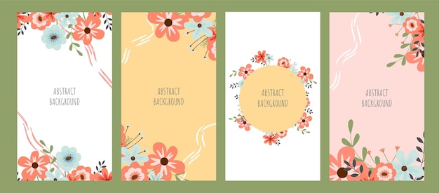 cute cartoon templates for social media with flowers and design elements