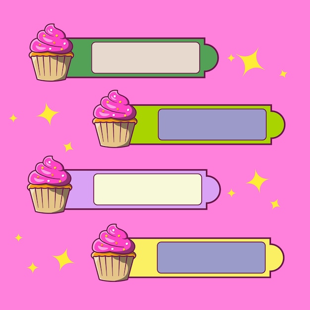 cute cartoon text box with hand drawn cup cake