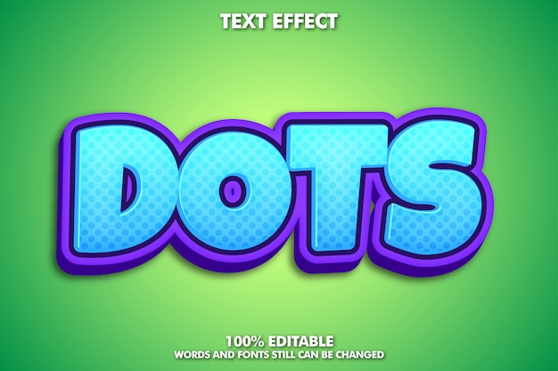 Cute cartoon text effect with dots pattern