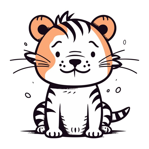 Vector cute cartoon tiger vector illustration isolated on a white background