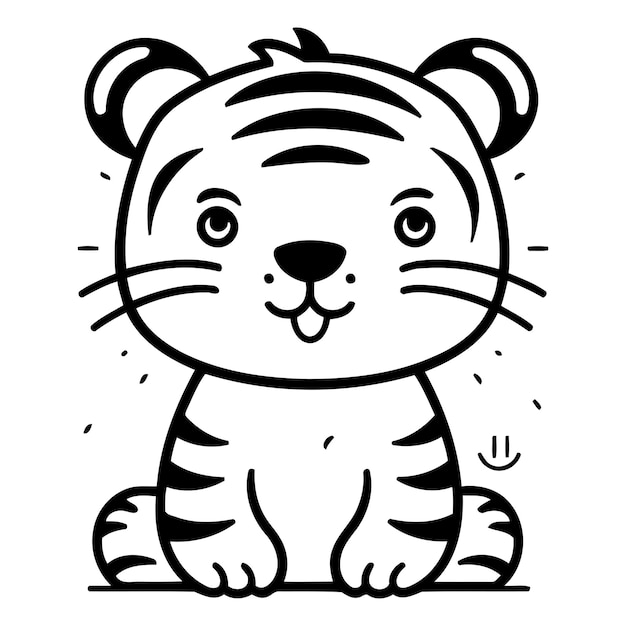 Cute cartoon tiger Vector illustration isolated on a white background