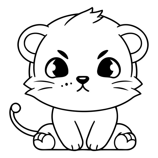 Cute cartoon tiger Vector illustration isolated on a white background