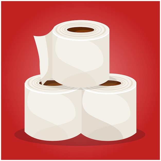 Cute cartoon tissue paper set, roll box, Use for toilet, kitchen, Flat vector illustration isolated