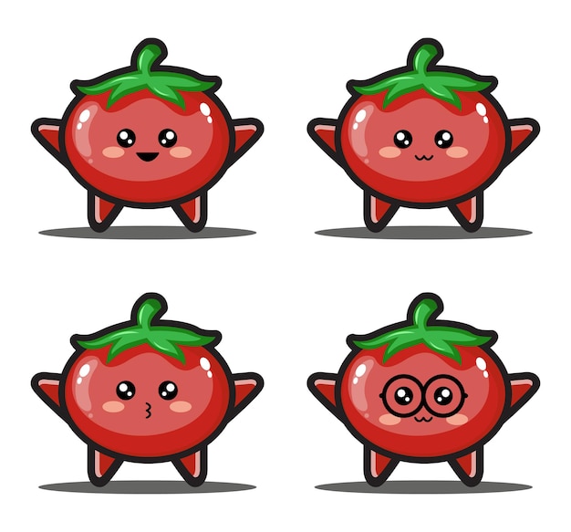 Cute cartoon tomato kawaii design premium