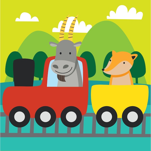 Vector cute cartoon in transportation theme illustration