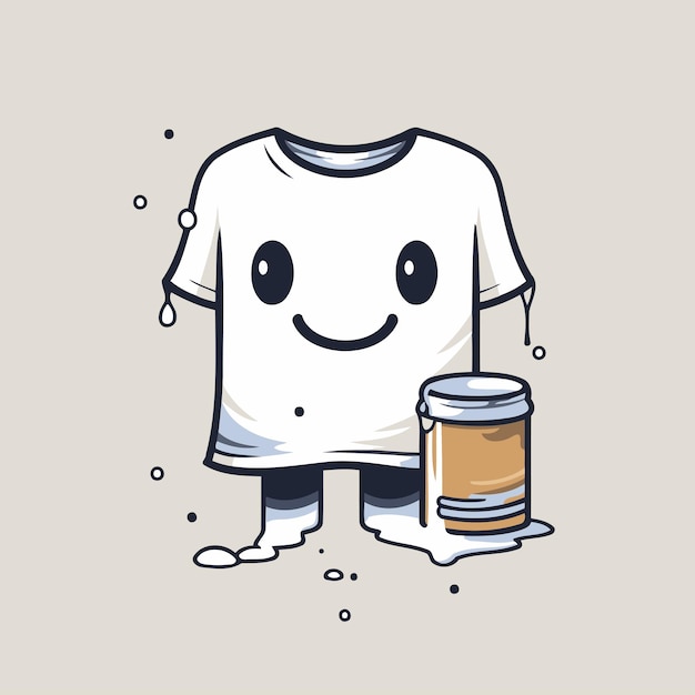 ベクトル コーヒーを飲む可愛いアニメのtシャツベクトルイラスト