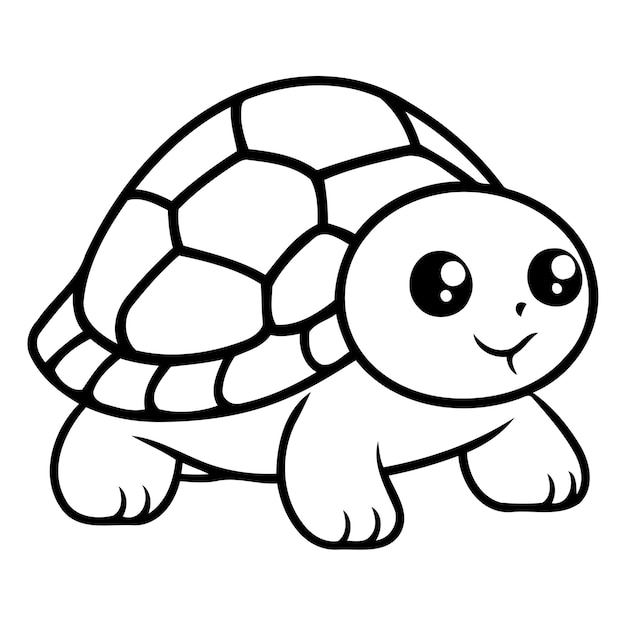 Cute cartoon turtle isolated on white background Vector illustration in flat style