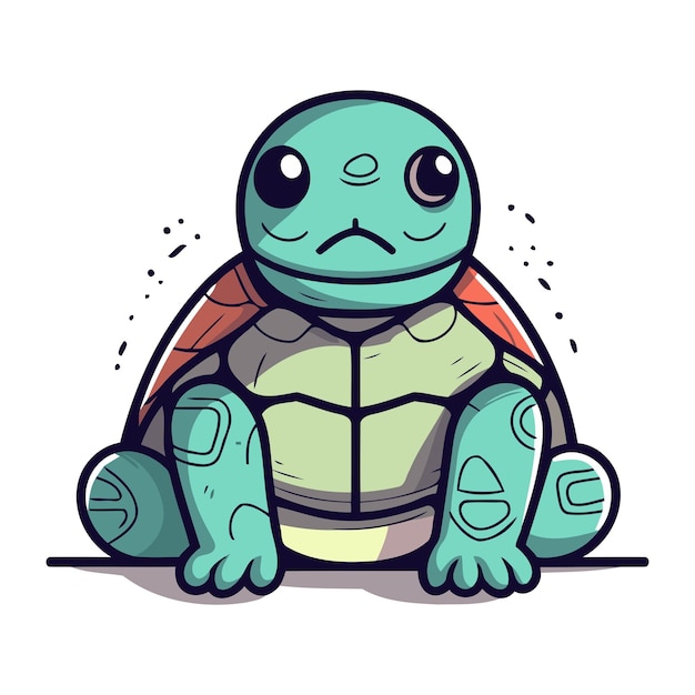 Vector cute cartoon turtle vector illustration of a funny tortoise