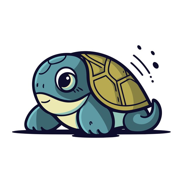 Vector cute cartoon turtle vector illustration isolated on a white background