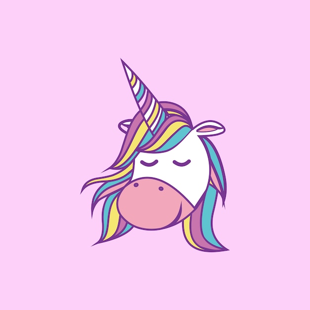 Cute Cartoon Unicorn Illustration Slapen glimlachen