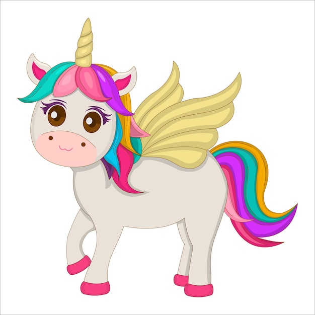 Cute cartoon unicorn illustration